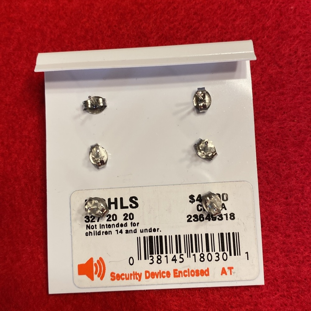 Blue Crystal Silver Tone Pierced Earrings - Picture 3 of 10